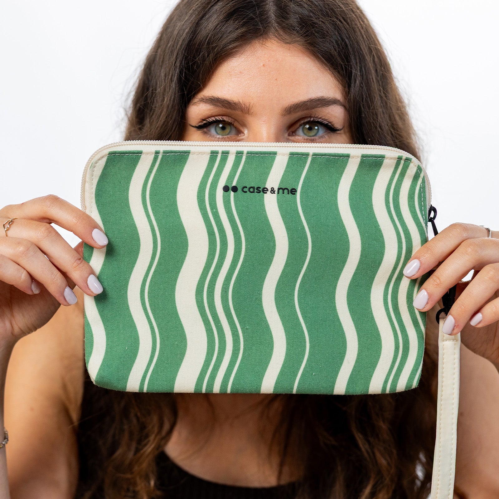 Poschette Custodia Occhiali Da Giorno Donna Verde – Fodera In Finta Pelle Scamosciata, Chiusura Magnetica A Cuore