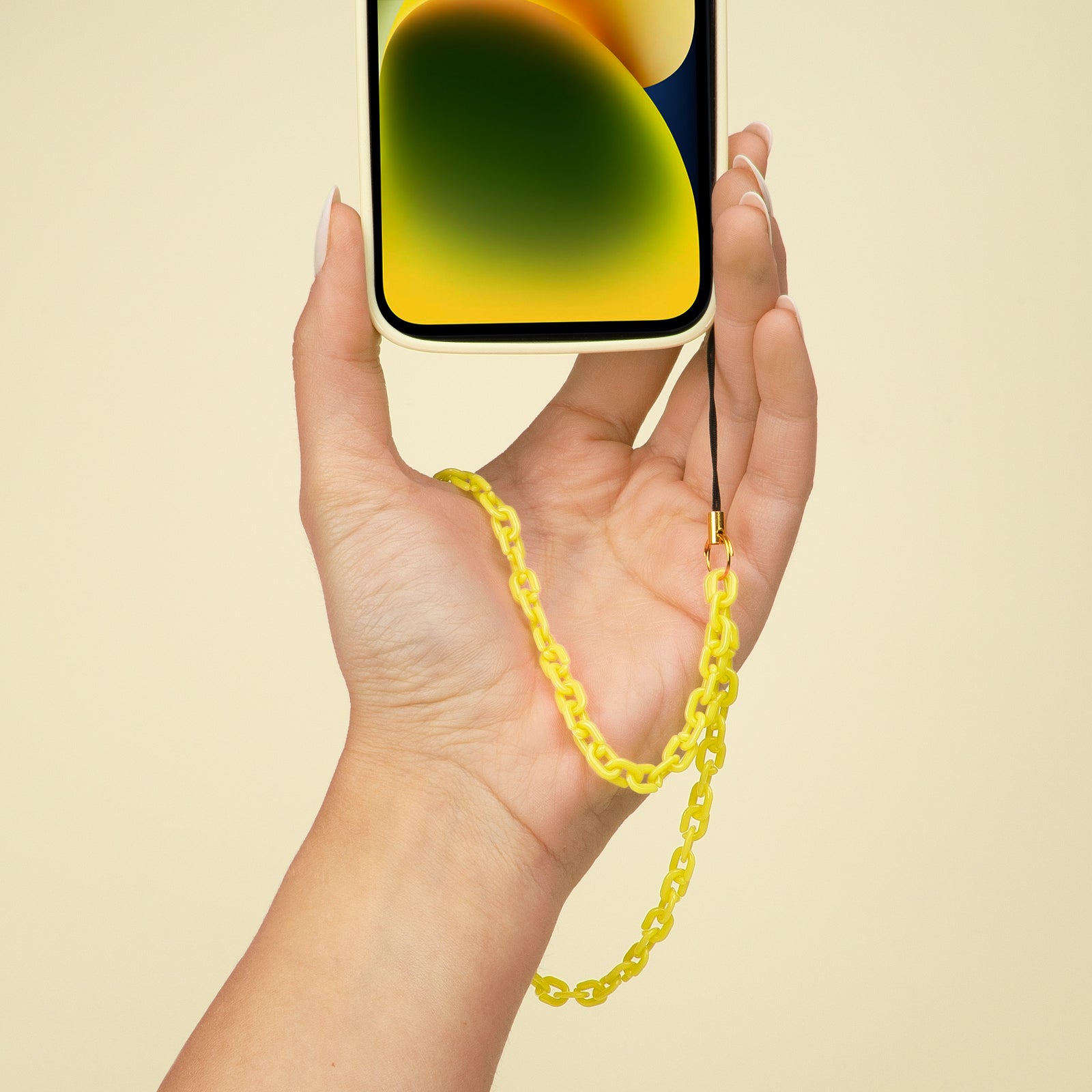Collana Universale Per Cellulare In Resina E Metallo – Catena Da Polso Decorativa Nera, Lunga 35 Cm, Adatta Anche Per Borse E Chiavi