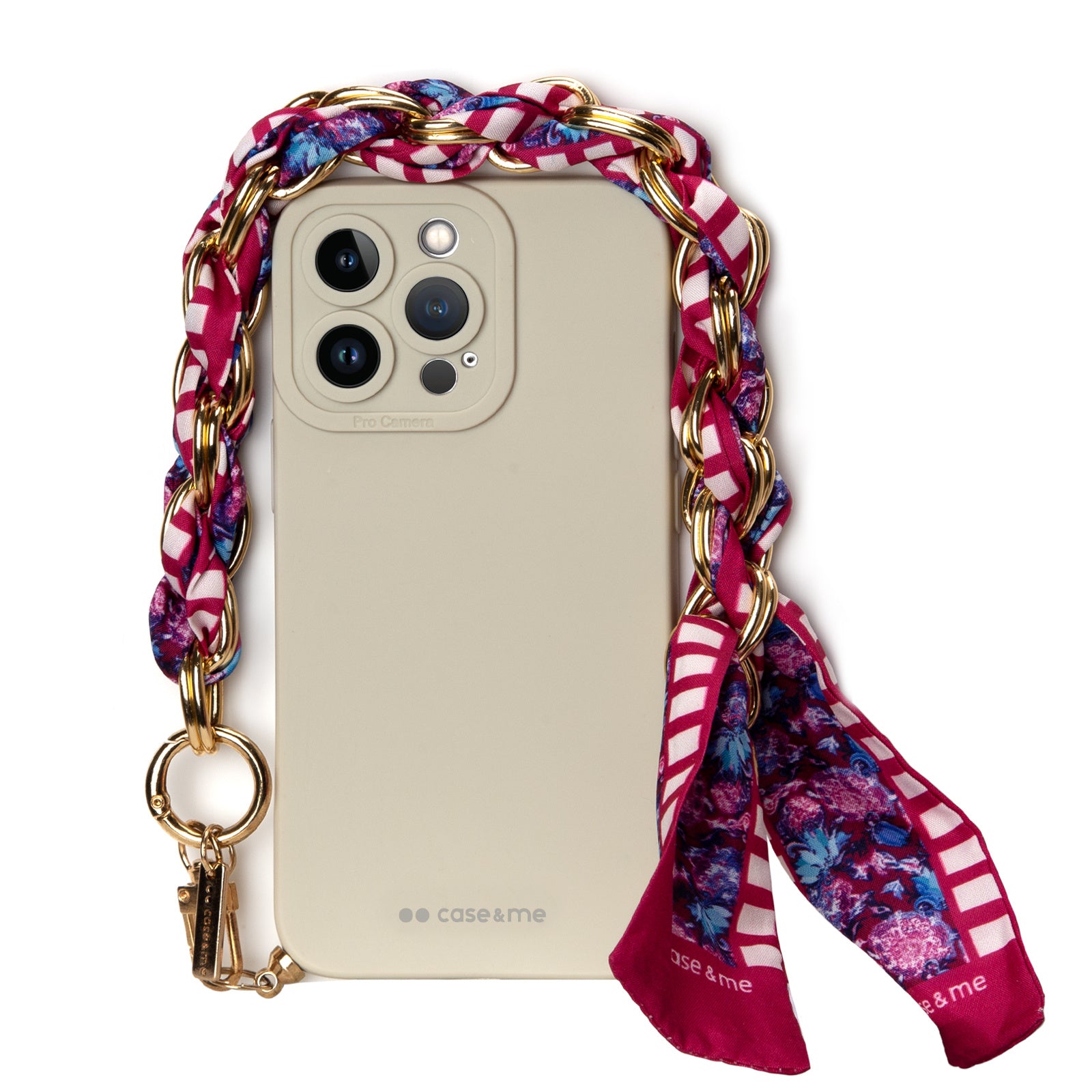 Coque pour iPhone 13 Pro avec chaîne de poignet et foulard