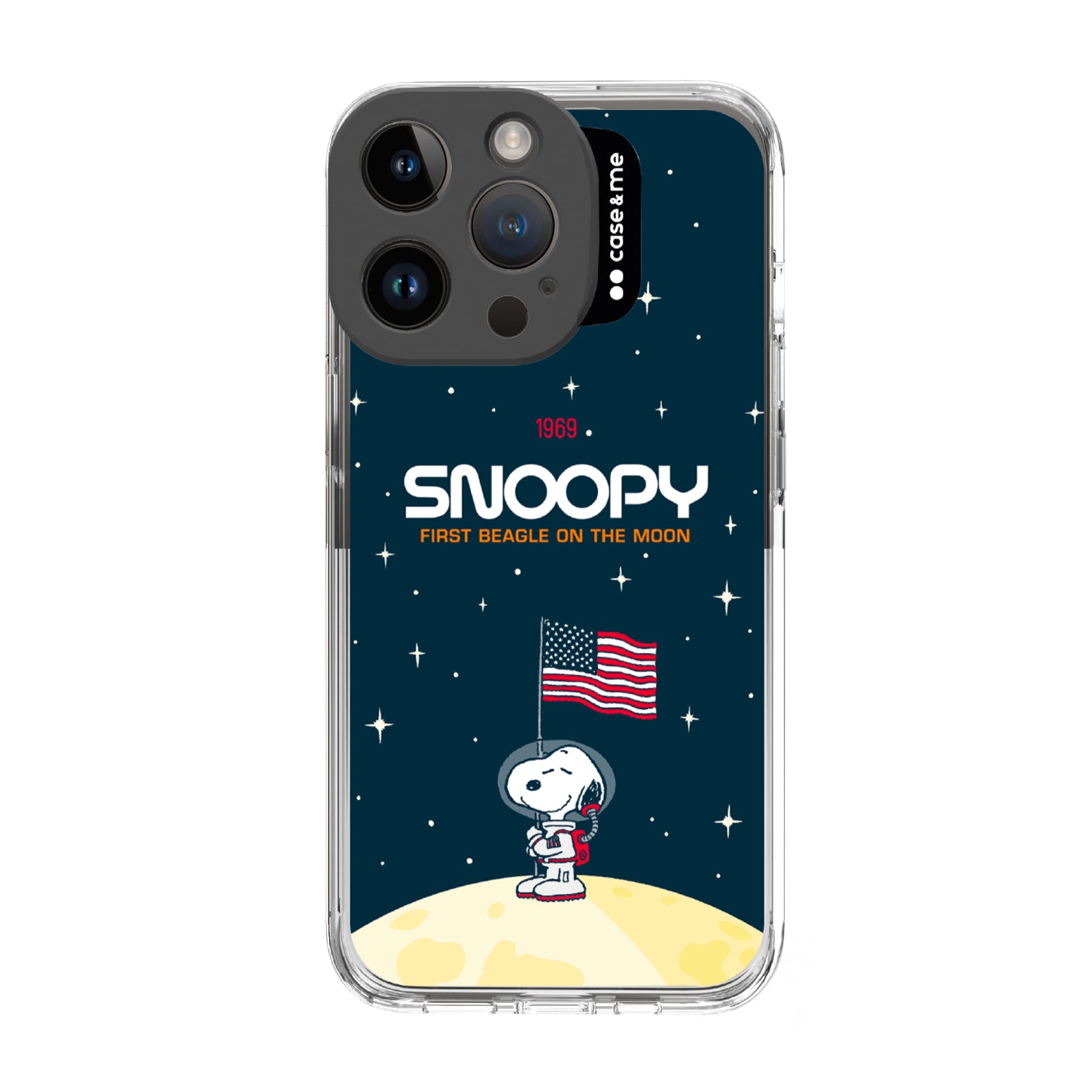 Funda para iPhone 14 Pro con el tema Snoopy con protección para lentes de la cámara